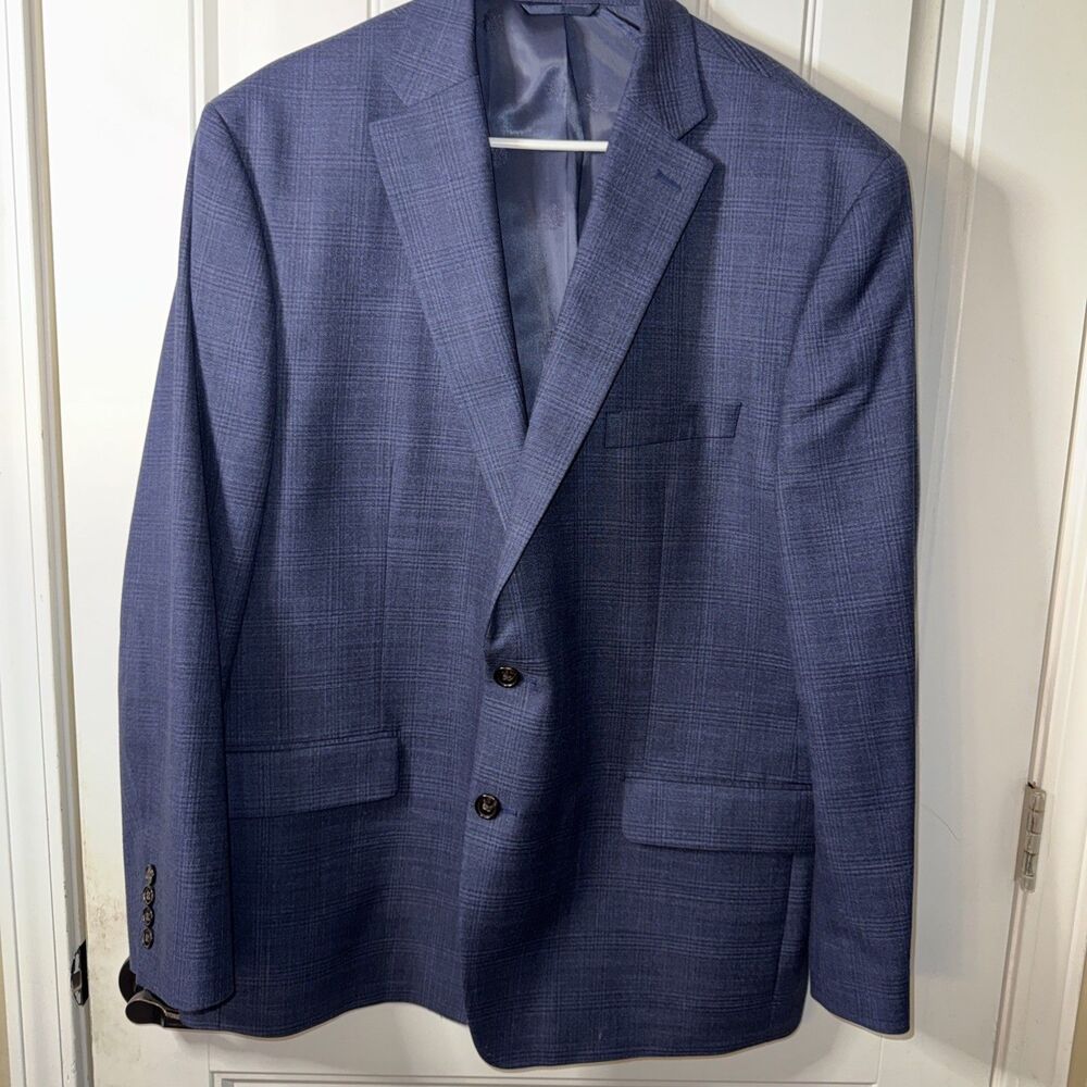 Men’s Black Label Lauren Ralph Lauren Blue Plaid Blazer Size 48R Sport coat